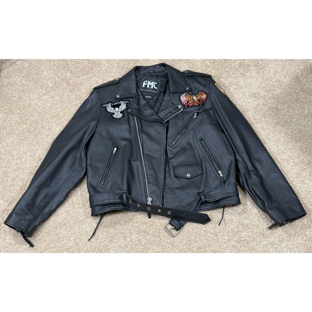 Harley-Davidson Jacket Men's XXL Leather Marines Patch size 48 FMC